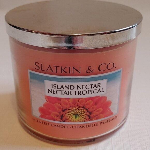 Vintage Slatkin and Co. ISLAND NECTAR Tropical Scent Three Wick Candle BBW BNIP - Picture 2 of 4